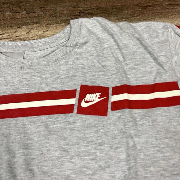 Vintage 1999 Nike Grey Tag Long Sleeve Stripe Shirt Box Fit Size XL (Fits BOXY) - Picture 6 of 9